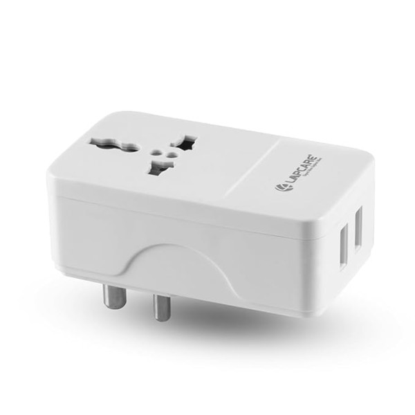LAPCARE LAPEX-012 Dual USB Multiport Travel Charger Adapter with 1 AC Power Socket 3.4Amp Total Output for Smartphones (White)