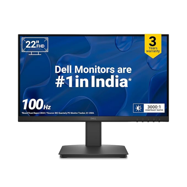 Dell SE2225HM 22"/55.88 cm FHD Monitor|Black|Ultra-Thin bezels|100Hz VA Panel|5 ms|Contrast 3,000:1| Tilt Adjustment|1x HDMI (HDCP 1.4), 1x VGA| Warranty 3 Years|TÜV Rheinland 3-Star Eye Comfort