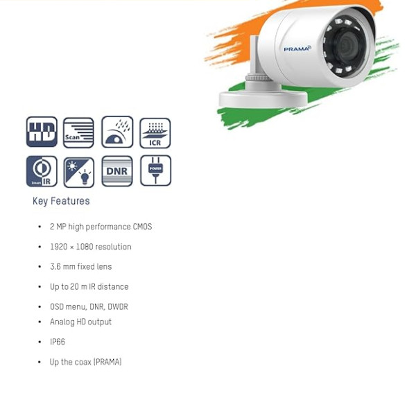 Cctv Camera 02 Mp Prama Star Builet PT-HTD 11 FOE